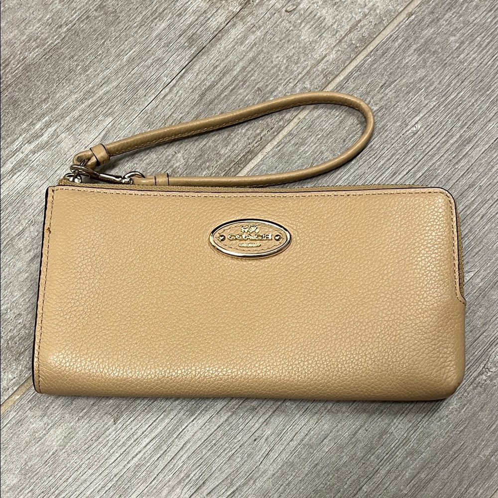 Coach Beige Leather Wristlet